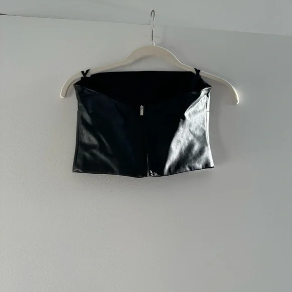 Aritzia Black Leather Tube Top - Picture 3 of 4